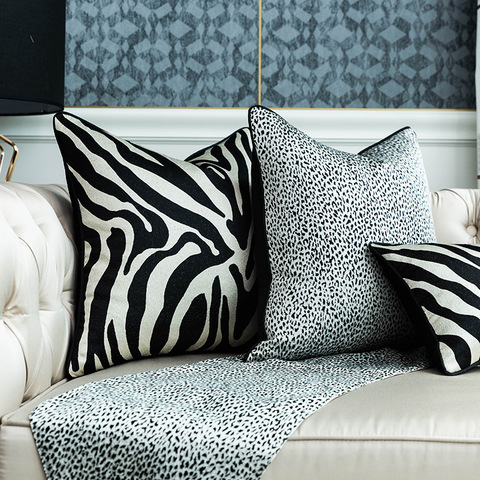 Luxury Throw Sofa Cushion Decorative Nordic Elegant Pillow For Chair Bed 30*45*50 Black Golden Zebra Plaid ► Photo 1/6