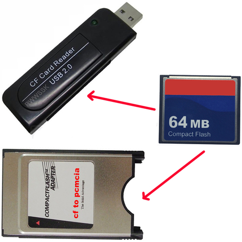 3 in 1 industrial Compact Flash + USB2.0 card reader+pcmcia adapter+ CF Card 64MB 128MB 256MB 1GB 2GB ► Photo 1/6