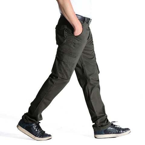 2022 Summer Autumn Casual Men Classic Cargo Pants Solid Pocket Straight Pants Male Long Trouser Military Style Tactical Jogger ► Photo 1/6