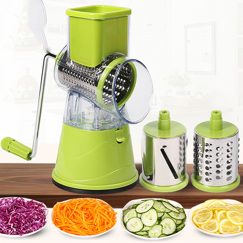 Manual Vegetable Cutter Three-In-One Potato Cheese Kitchen Tool Multifunctional Round Mandolin Slicer Meat Grinder Rotary Grater ► Photo 1/6