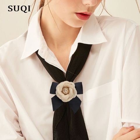 SUQI new Vintage Charms Women Quality Fabric Camellia Flower Bow Brooches  Costume Collar ornament Accessories Big Brooches 2022 ► Photo 1/6