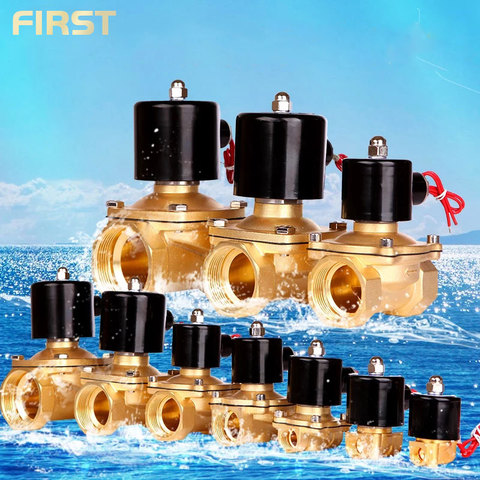 Normally closed  brass Electric Solenoid Valve DN8 DN10 DN15 DN20 DN25 N/C Pneumatic Valve for Water Oil Air 12V/24V/220V/110V ► Photo 1/6