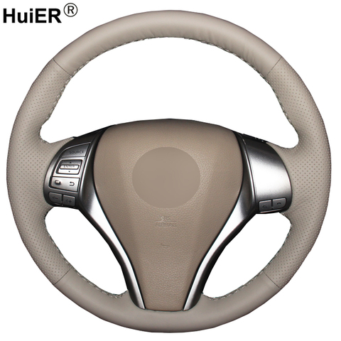 Hand Sewing Car Steering Wheel Cover Beige For Nissan Teana 2013-2022 Altima 2013-2022 Rogue 2014-2016 Qashqai X-Trail 2014-2017 ► Photo 1/6