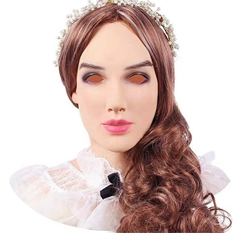 New Realistic Female Halloween Costume Cosplay Props Masquerade Party Latex Mask bald-headed beauty Sexy Girl Crossdress Masks ► Photo 1/6