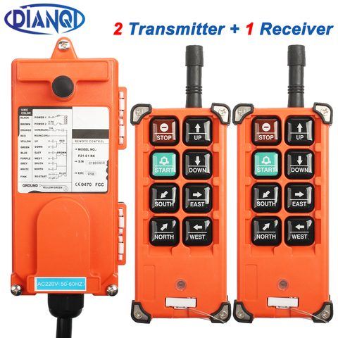 220V 380V 110V 12V 24V Industrial Remote Controller Switches Hoist Crane Control Lift Crane 2 Transmitter + 1 Receiver F21-E1B ► Photo 1/6