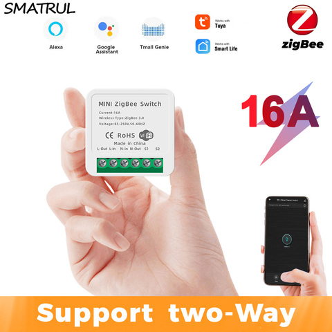 SMATRUL Tuya ZigBee 3.0 Smart Switch Light 16A Mini Automation Module DIY Breaker Supports 2 Way Control For Alexa,Google Home ► Photo 1/6