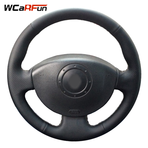 WCaRFun Hand-Stitched Black Leather Car Steering Wheel Cover for Renault Megane 2 2003-2008 Kangoo 2008 Scenic 2 2003-2009 ► Photo 1/6