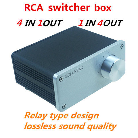 4 (1)IN 1(4)OUT 4 way audio INPUT RCA signal cable splitter selector switcher switch schalter Source connector Distributor box ► Photo 1/6