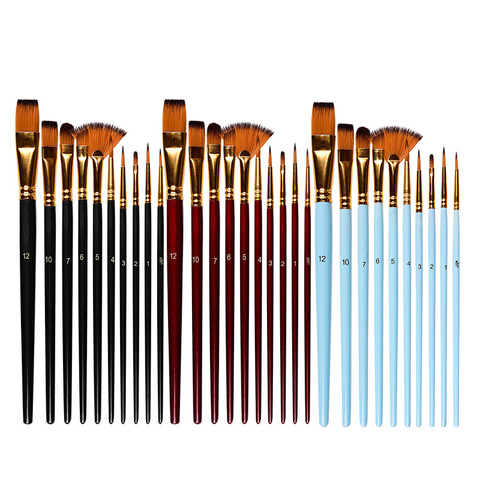 10Pcs Paint Brushes Set Nylon Hair Painting Brush Wooden Rod Oil Acrylic Brush Watercolor Pen Professional Art Supplies ► Photo 1/5