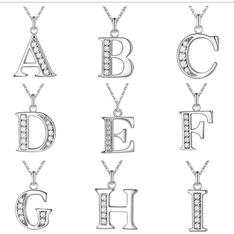 SUMENG 2022 New Fashion 26 Letter A-Z Silver Plated Necklace Fashion Silver Color Jewelry Fashion Pendant Metal Stamp ► Photo 1/6