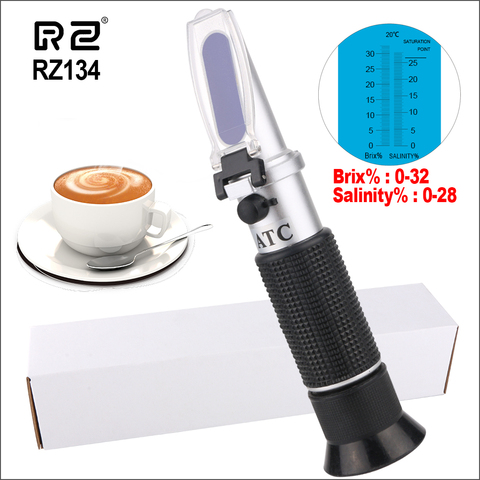 RZ Refractometer Sugar Water Meter Salinity Nacl Tester Saccharimeter Brix 0-32% Salinity 0-28% Hydrometer ► Photo 1/6