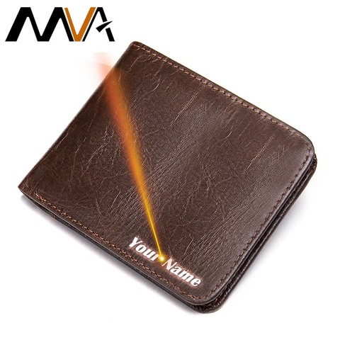 MVA Man Wallet High Quality Wallets Male Short Blocking Rfid Genuine Leather Wallet Men Purse Luxury Engraved Credit Cards  7101 ► Photo 1/6