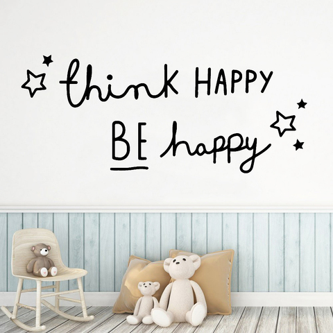 Bedroom Wall Stickers Think Happy Be Happy Inspirational Quotes Phrase Modern Dormitory Vinyl Wall Decals Home Decoration Y472 ► Photo 1/4
