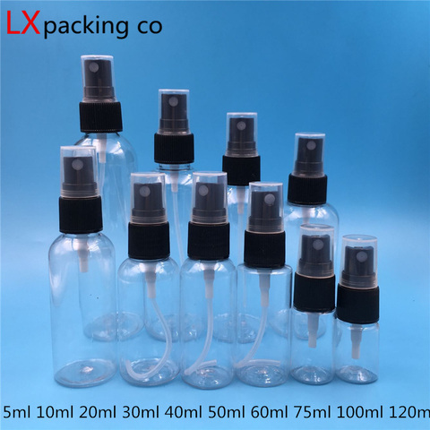 Free Shipping 10ml 30ml 50ml 60 100 ml Clear Transparent Spray Bottles Black sprayer Perfume Parfume Cosmetic Containers 50 pcs ► Photo 1/6