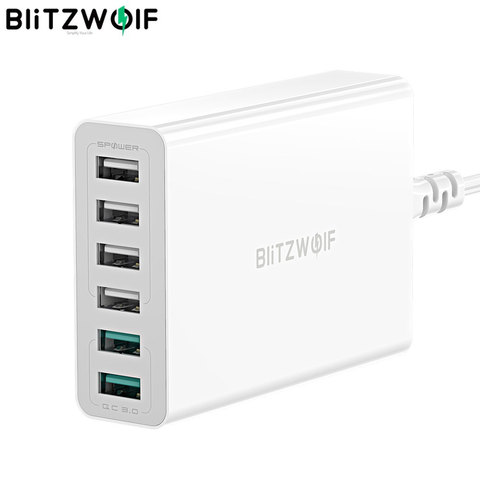BlitzWolf 60W Dual QC3.0 6 Port USB PD Phone Charger for iphone for huawei Mobile Phone Chargers Accessories USB Fast Charging ► Photo 1/6