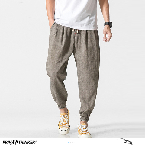 Baggy Cotton Linen Harem Pants Men Hip-hop Women Plus Size Wide