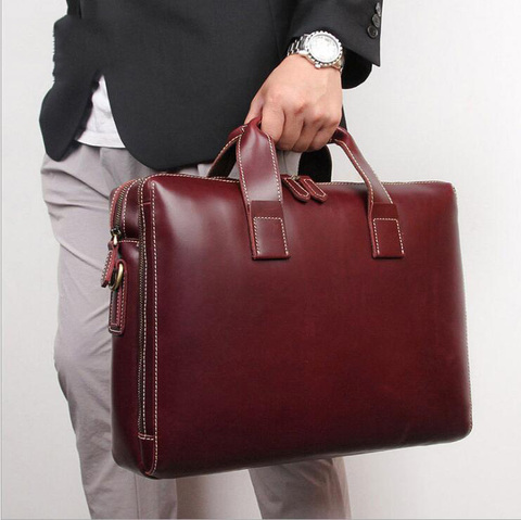 MAHEU British Style Leather Briefcase Luxury Fashion Designer Shoulder Bag Laptop Business Bag Genuine Leather For Gentleman ► Photo 1/6