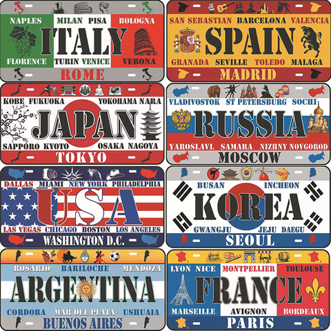 Popular City License Plate Poster Vintage Wall Decor Worldwide Canada/London/Brazil Metal Tin Sign Plaques Poster 15x30cm ► Photo 1/6