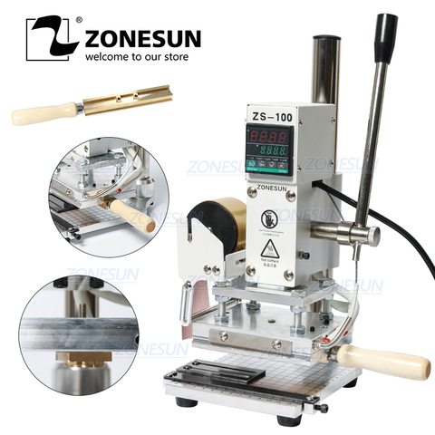 ZONESUN ZS-100 New Embossing Manual Leather Paper Wood Machine With Measure Line Letters Hot Foil Stamping Machine ► Photo 1/6