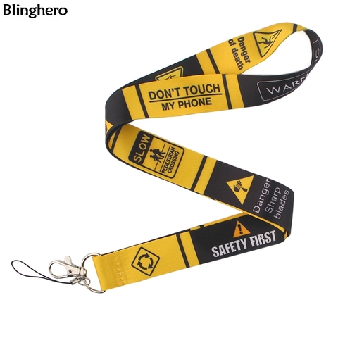 Blinghero Warning Sign Lanyards Cool Neck Strap Phone Keys ID Card Holder Lanyard For Keys DIY Hang Rope Lanyards BH0172 ► Photo 1/6