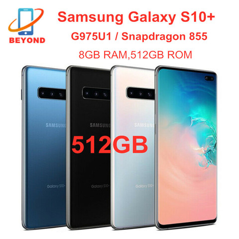 Original Samsung Galaxy S10+ S10 Plus G975U G975U1 512GB ROM 8GB RAM  Octa Core 6.4' NFC 4G LTE Mobile Phones Snapdragon ► Photo 1/6