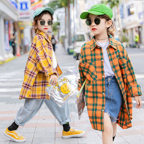 Girls Plaid Shirt 2022 Spring Girls Clothes Teenage School Girl Shirts for Girls Blouse Children Plaid Blouse 4-14T Kids Clothes ► Photo 1/6