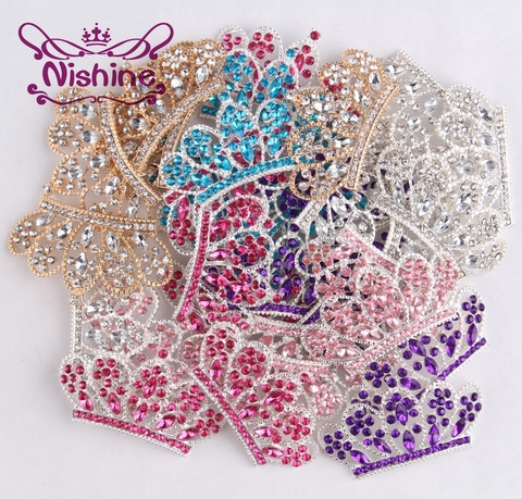 Nishine 5PCS Diy Bling Alloy Crown Button For Girls Women Headband Wedding Party Bride Headwear Hair Embellishment Buttons ► Photo 1/6