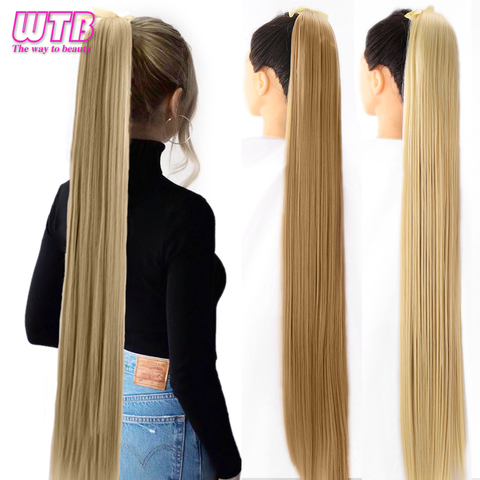 WTB Long Silky Straight Synthetic Drawstring Ponytail Hairpieces for Women Clip In Hair Tail False Hair 80cm Hair Extensions ► Photo 1/6