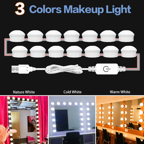 Makeup Mirror Vanity Lamp Led Bathroom Lighting USB 12V Dimmable Dressing Table Light Bulb Warm White/Cold White/Nature White ► Photo 1/6