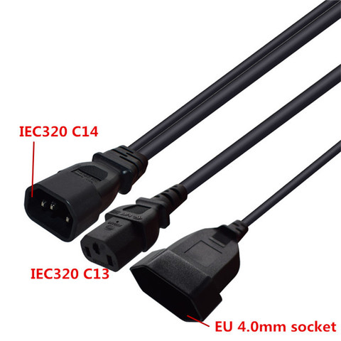 Y Type Splitter Power Cord，IEC320 3 pin C14 TO Male C13+2 hole EU 4.0mm Female socket  AC power cord 0.24M ► Photo 1/6