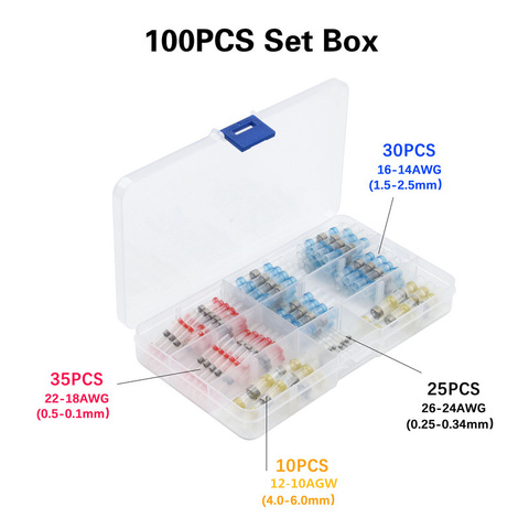 Dropship 100/250pc Heat Shrink Soldering Connectors Electrical Wire Solder Sleeve Tube Insulated Waterproof Butt Connectors Kit ► Photo 1/6