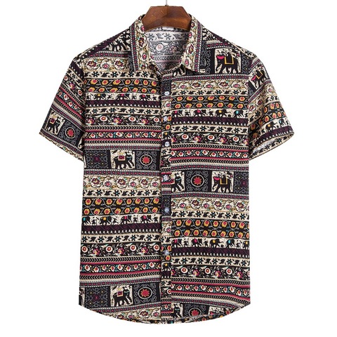 2022 Men Shirts Short Sleeve Printed Casual Blouse Hawaiian Shirt Male Tops Summer Geometric Plus Size Shirts 5XL ► Photo 1/6