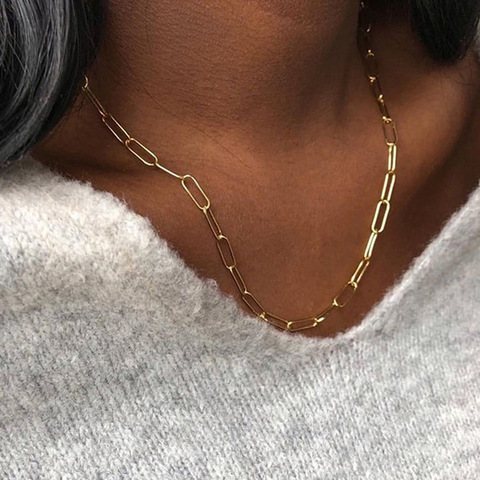 2022 Hot Single Item Tarnish Free 18k Gold Plated Stainless Steel Minimalism Link Chain Necklaces For Women Ladies Chains ► Photo 1/6