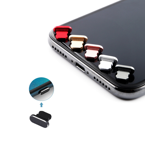 Dustproof Cover Aluminium Alloy Portable Metal Anti Dust Charger Dock Plug Stopper Cap Cover for iPhone 11 X XR Max 8 7 6S Plus ► Photo 1/6