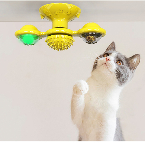 Windmill Toys for Cats Puzzle Whirling Turntable With Brush Cat Play Game Toys Windmill Kitten Interactive Toys Supplies Pet ► Photo 1/6
