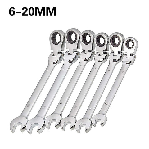 Flexible Ratchet Action Wrench Spanner Nut Tool Head Ratchet Metric Spanner Open End and Ring Wrenches Tool Size 6mm-20mm ► Photo 1/5