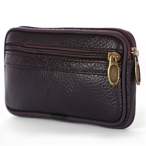 Leather Waist Fanny Pack Men's Belt Bag Travel Cash Card Holder Wallet Phone Pouch Hip Bum Bag Casual Leather Purse ► Photo 1/1