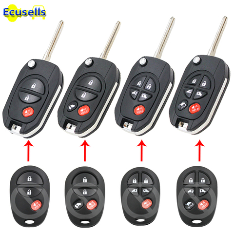 Modified flip 3/4/5/6 Buttons Remote Control Key Fob Shell case fob for TOYOTA Sequoia Highlander Sienna Tacoma Tundra GQ43VT20T ► Photo 1/6