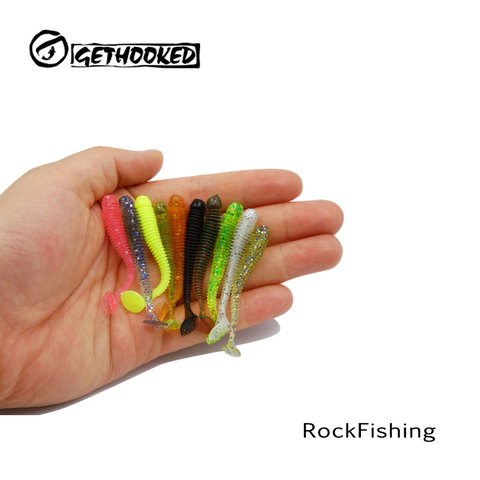 Gethooked 15Pcs/lot Wobblers Fishing Soft Lures Rubber Soft Baits 50mm 0.7g T-Tail Soft Worm Artificial Baits Bass Silicone Fish ► Photo 1/6