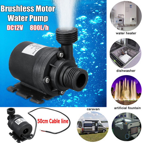DC 12V 5M 800L/H Portable Mini Brushless Motor Ultra-quiet Submersible Water Pump for Cooling System Fountains Heater ► Photo 1/6