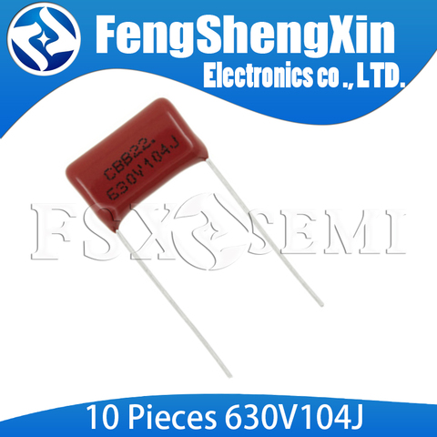 10pcs/lot CBB22 630V104J Pitch 15mm 10mm 0.1UF 100nf 630V 104 CBB Polypropylene film capacitor ► Photo 1/1