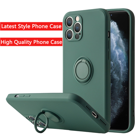 Liquid Silicone Finger Ring Stand Magnetic Holder Bracket For iPhone 12 11 Pro Max Mini XR X XS Max 7 8 Plus SE 2022 Phone Case ► Photo 1/6