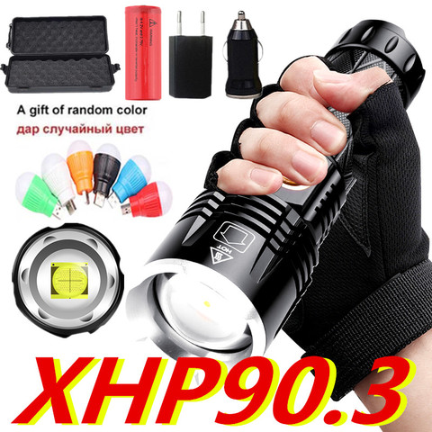 LED Flashlight High Lumens XHP90.3 Most Powerful Flashlight USB Rechargeable Waterproof Ultra Bright Lantern Camping Hand Lamp ► Photo 1/6