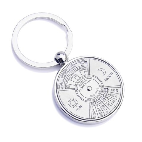 Silver Color 50 Years Super Perpetual Calendar Key Chains Rings Astrology KeyChains Car Bag Pendant Keyring Holder Gift Jewelry ► Photo 1/6