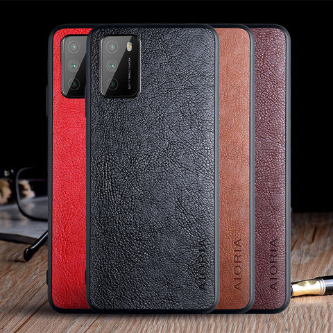 Case for Xiaomi Poco M3 funda luxury Vintage Leather skin coque soft hard cover for xiaomi poco m3 case capa ► Photo 1/6