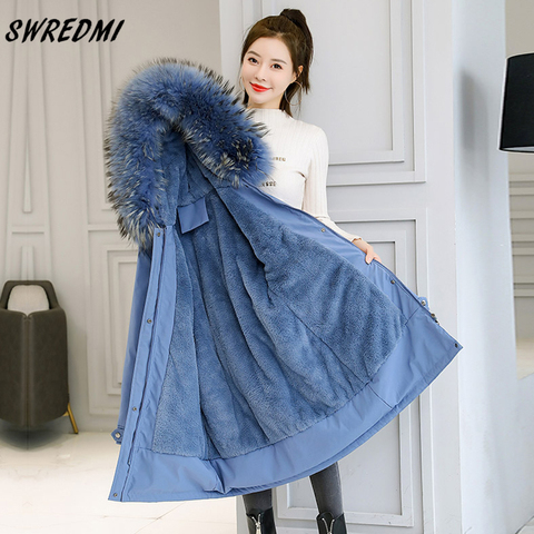 SWREDMI Thick Warm Winter Coat Women Winter Jacket Fur Lining Plus 5XL 6XL Hooded Female Long Parkas Snow Wear Padded Clothes ► Photo 1/6