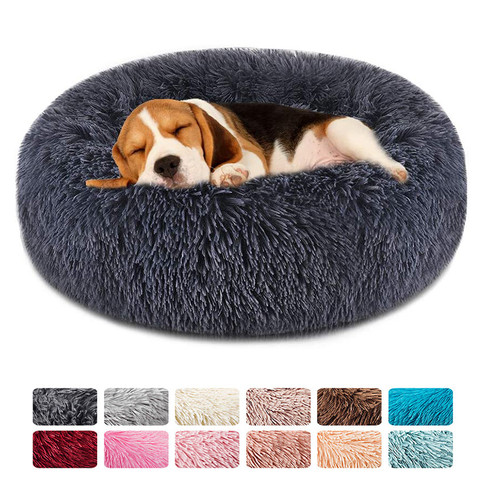 Soft Dog Bed Round Washable Long Plush Dog Kennel Cat House Velvet Fluffy Mats For Samll large Dogs Basket Pet Sleep luxury Bag ► Photo 1/6