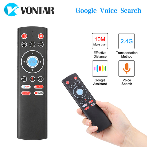 Voice Control Remote Air Mouse 2.4G Wireless Control Mic Gyros IR Learning For Android TV BOX Google Youtube PK G10 G20S ► Photo 1/5