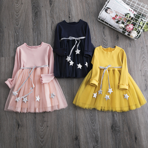 Baby Kids Dresses Girls Dress Long Sleeve Clothing Children Princess Party Dress Lace Tutu Toddler Girl Summer Clothes 3 8 Years ► Photo 1/6