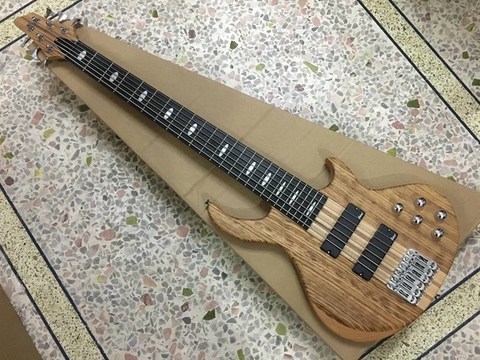 professional hickory top active 6 string neck through electric bass guitar solid okoume wood matte 43 inch bass with bag ► Photo 1/6